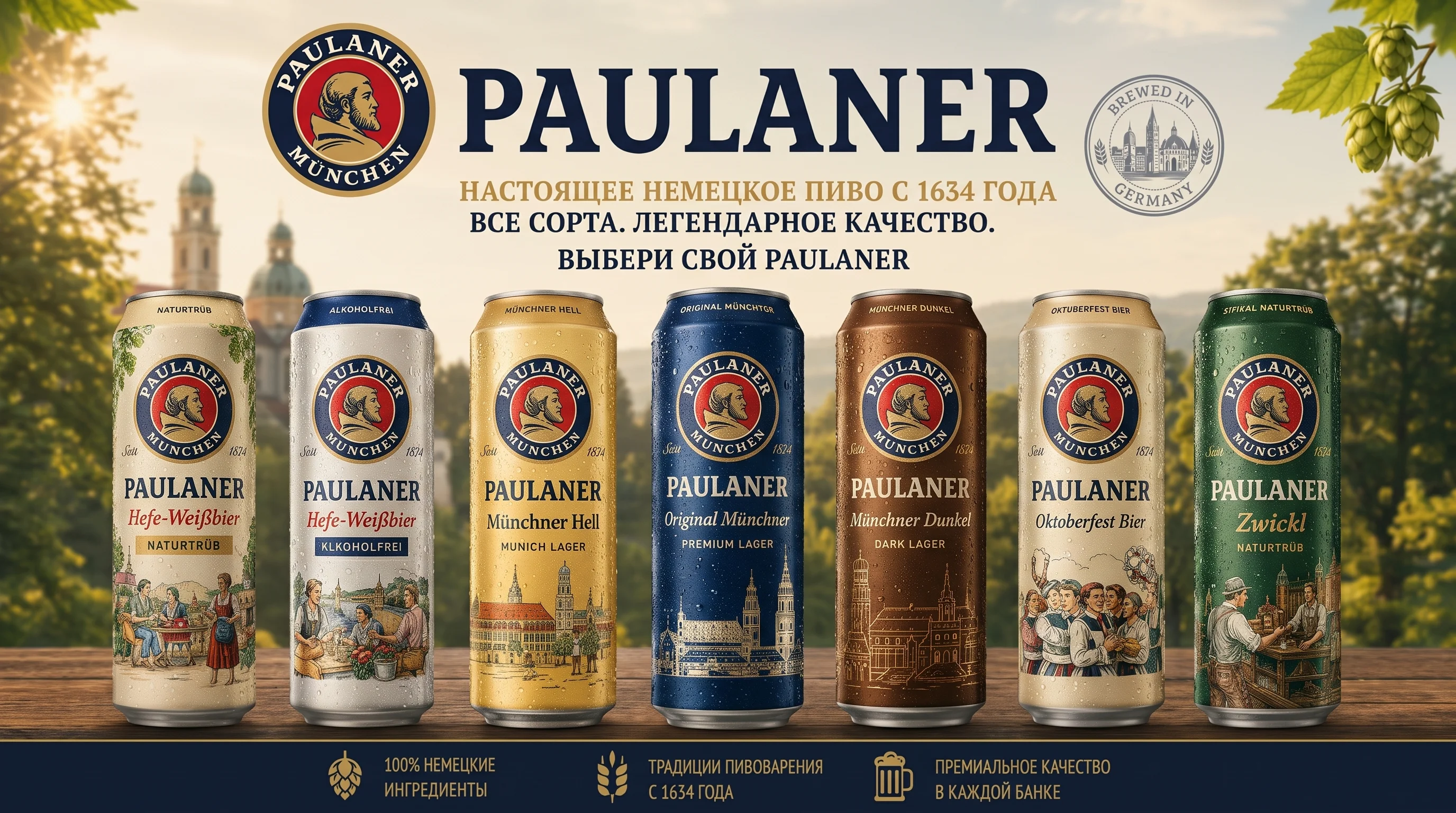 Paulaner Hefe-Weissbier — баварское пиво оптом